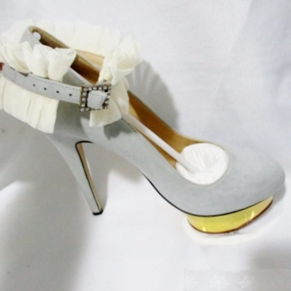 NEW CHARLOTTE OLYMPIA DOLLY RUFFLED ANKLET Shoe - Picture 3 of 12
